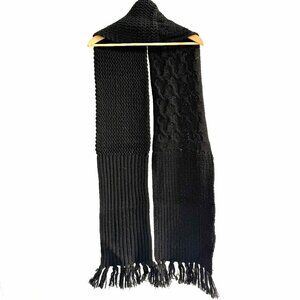 Rogue Wool Blend Black Knit Scarf